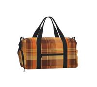 Mexpekil Orange Buffalo Check Gym Bag with Shoe Compartment Waterproof Duffel Bag Large Overnight Weekend Bags Travel Holdall for Women Men Teens