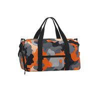 Mexpekil Orange Camouflage Gym Bag with Shoe Compartment Waterproof Duffel Bag Large Overnight Weekend Bags Travel Holdall for Women Men Teens