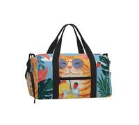 Mexpekil Orange Cat Summer Gym Bag with Shoe Compartment Waterproof Duffel Bag Large Overnight Weekend Bags Travel Holdall for Women Men Teens