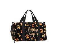 Mexpekil Orange Dog Paw Prints Gym Bag with Shoe Compartment Waterproof Duffel Bag Large Overnight Weekend Bags Travel Holdall for Women Men Teens