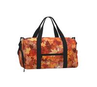 Mexpekil Orange Fall Leaf Gym Bag with Shoe Compartment Waterproof Duffel Bag Large Overnight Weekend Bags Travel Holdall for Women Men Teens