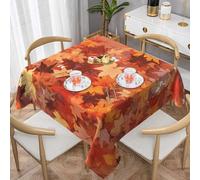 Mexpekil Orange Fall Leaf Square Tablecloth 137x137cm Wipeable Table Protector Decoration Rectangular Table Cover for Indoor Outdoor