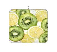 Mexpekil Orange Lemon Kiwi Dish Drying Mat 16x18 in, Absorbent Kitchen Counter Mats Dish Drainer Pad, Quick Dry Coffee Bar Mat