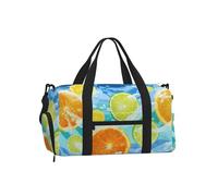 Mexpekil Orange Lemon Slice Gym Bag with Shoe Compartment Waterproof Duffel Bag Large Overnight Weekend Bags Travel Holdall for Women Men Teens