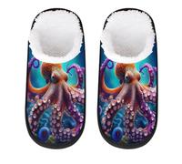 Mexpekil Orange Octopus Underwater Fluffy Slippers for Women Men M