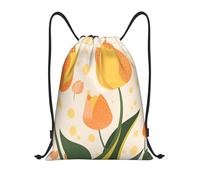 Mexpekil Orange Polka Dot Tulip Drawstring Bags PE Bag Waterproof Swimming Bag Small Gym String Bags