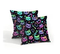 Mexpekil Outdoor Cushion Covers 40cm X 40cm 2 Pack Waterproof Soft Pillow Cases Goth Skulls Bones Decorative Pillow Cover Protectors for Sofa Garden Patio Home Decor