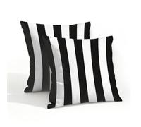 Mexpekil Outdoor Cushion Covers 45cm X 45cm 2 Pack Waterproof Soft Pillow Cases Black White Striped Decorative Pillow Cover Protectors for Sofa Garden Patio Home Decor