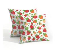 Mexpekil Outdoor Cushion Covers 45cm X 45cm 2 Pack Waterproof Soft Pillow Cases Cute Strawberry Fruit Decorative Pillow Cover Protectors for Sofa Garden Patio Home Decor