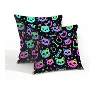 Mexpekil Outdoor Cushion Covers 45cm X 45cm 2 Pack Waterproof Soft Pillow Cases Goth Skulls Bones Decorative Pillow Cover Protectors for Sofa Garden Patio Home Decor