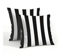 Mexpekil Outdoor Cushion Covers 50cm X 50cm 2 Pack Waterproof Soft Pillow Cases Black White Striped Decorative Pillow Cover Protectors for Sofa Garden Patio Home Decor