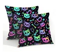 Mexpekil Outdoor Cushion Covers 55cm X 55cm 2 Pack Waterproof Soft Pillow Cases Goth Skulls Bones Decorative Pillow Cover Protectors for Sofa Garden Patio Home Decor