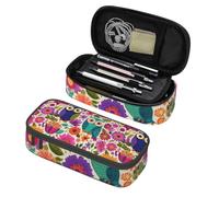 Mexpekil Owls Flowers in Bright Colors Pencil Case for Girls Boys with Compartments Large Pen Organizer Bag Zipper Multi-Use Pouch for School Supplies, Makeup Cosmetics, Kids, Adults