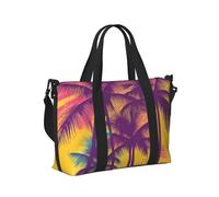 Mexpekil Palm Trees Retro Neon Travel Duffel Bag Waterproof Sports Gym Bag Large Weekend Overnight Bags for Women Men Foldable Carry On Luggage Tote Bags for Flight