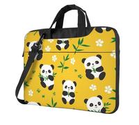 Mexpekil Panda Leaves Clover Laptop Bag for Women Men 14 Inch Portable Laptop Case Sleeve with Shoulder Strap Computer Carrying Case Messenger Bags for Business Travel College