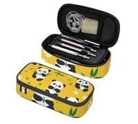 Mexpekil Panda Leaves Clover Pencil Case for Girls Boys with Compartments Large Pen Organizer Bag Zipper Multi-Use Pouch for School Supplies, Makeup Cosmetics, Kids, Adults