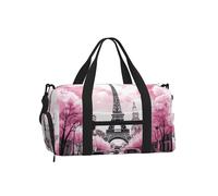 Mexpekil Paris Eiffel Tower Pink Gym Bag with Shoe Compartment Waterproof Duffel Bag Large Overnight Weekend Bags Travel Holdall for Women Men Teens