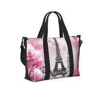 Mexpekil Paris Eiffel Tower Pink Travel Duffel Bag Waterproof Sports Gym Bag Large Weekend Overnight Bags for Women Men Foldable Carry On Luggage Tote Bags for Flight