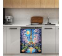Mexpekil Paris Tower Tree River Dishwasher Magnet Cover 21x26Inch Decorative Dish Washer Sticker for Front Door Waterproof Kitchen Appliance Panel Magnetic Decal