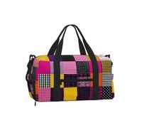 Mexpekil Patchwork Colorful Plaid Gym Bag with Shoe Compartment Waterproof Duffel Bag Large Overnight Weekend Bags Travel Holdall for Women Men Teens