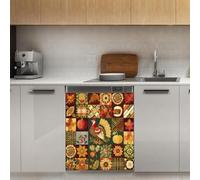 Mexpekil Patchwork Turkey Flower Dishwasher Magnet Cover 21x26Inch Decorative Dish Washer Sticker for Front Door Waterproof Kitchen Appliance Panel Magnetic Decal