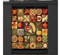 Mexpekil Patchwork Turkey Flower Dishwasher Magnet Cover 21x26Inch Decorative Dish Washer Sticker for Front Door Waterproof Kitchen Appliance Panel Magnetic Decal