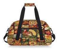 Mexpekil Patchwork Turkey Flower Travel Gym Bag for Girls Boys Carry On Overnight Weekend Bags Waterproof Hand Luggage Bag for Sports Dance School Practice