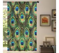 Mexpekil Peacock Animal Feathers Voile Curtains 84 Drop, Semi Sheer Curtains for Living Room Bedroom Home Kitchen, 55 inches Wide, 1 Panel