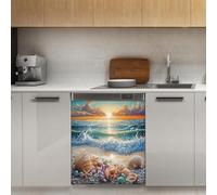 Mexpekil Pearl Shell Waves Dishwasher Magnet Cover 21x26Inch Decorative Dish Washer Sticker for Front Door Waterproof Kitchen Appliance Panel Magnetic Decal