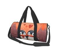 Mexpekil Penguin Lover Heart Foldable Gym Bag Carry On Travel Duffle Bags Waterproof Woman Men Hand Luggage Bag Large Weekend Overnight Bags for Sports Dance with Removable Strap