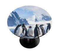 Mexpekil Penguins Round Fitted Tablecloth with Elastic Edge, Cute Penguin Waterproof Table Cover for 36"-42" Tables, Wipeable Circle Table Cloth for Outdoor Picnic Kitchen Indoor Decor