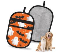 Mexpekil Pet Hair Removal Glove Ghost Bat Halloween Orange Print