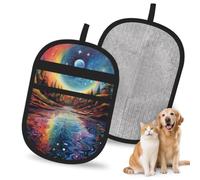 Mexpekil Pet Hair Removal Glove Rainbow Magic Starry Sky