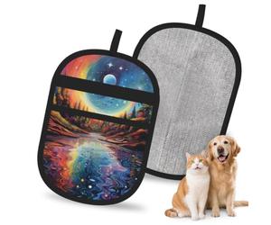 Mexpekil Pet Hair Removal Glove Rainbow Magic Starry Sky