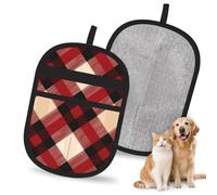 Mexpekil Pet Hair Removal Glove Vintage Red Buffalo Plaid | Electrostatic Pet Hair Remover Glove Magic Brush For Dog Cat Hair Remover
