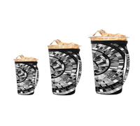 Mexpekil Piano Keys 3 Pack Reusable Iced Coffee Sleeve with Handle, Universal Fit for 16-32 oz Cups Tumbler & Glass, Insulated Neoprene Cup Holder for Cold Beverages and Hot Drinks