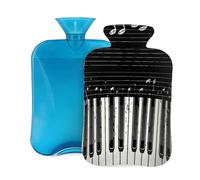 Mexpekil Piano Keys Music Notes Hot Water Bottle with Cover, 2L PVC Hot Water Bag for Pain Relief, Feet, Back, Warmth