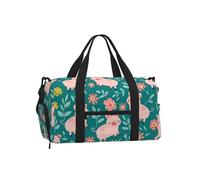 Mexpekil Pigs Green Leaves Gym Bag with Shoe Compartment Waterproof Duffel Bag Large Overnight Weekend Bags Travel Holdall for Women Men Teens
