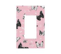 Mexpekil Pink Back Butterflies Light Switch Cover 1 Gang Single Rocker Outlet Cover Decorative Wall Plate for Home Office