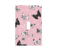 Mexpekil Pink Back Butterflies Light Switch Cover 1 Gang Single Toggle Outlet Cover Decorative Wall Plate for Home Office
