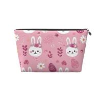 Mexpekil Pink Black Easter Bunnies Eggs Flowers Makeup Bag Waterproof Cosmetics Storage Organiser Bags Small Makeup Case Pouch Portable Travel Accessories Gifts for Women Men Girls