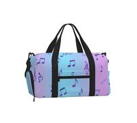 Mexpekil Pink Blue Music Notes Gym Bag with Shoe Compartment Waterproof Duffel Bag Large Overnight Weekend Bags Travel Holdall for Women Men Teens