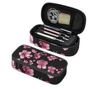 Mexpekil Pink Cherry Blossom Pencil Case for Girls Boys with Compartments Large Pen Organizer Bag Zipper Multi-Use Pouch for School Supplies, Makeup Cosmetics, Kids, Adults