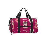 Mexpekil Pink Cute Cats Gym Bag with Shoe Compartment Waterproof Duffel Bag Large Overnight Weekend Bags Travel Holdall for Women Men Teens