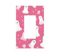 Mexpekil Pink Cute Ghost Light Switch Cover 1 Gang Single Rocker Outlet Cover Decorative Wall Plate for Home Office