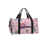 Mexpekil Pink Dinosaurs Tree Gym Bag with Shoe Compartment Waterproof Duffel Bag Large Overnight Weekend Bags Travel Holdall for Women Men Teens