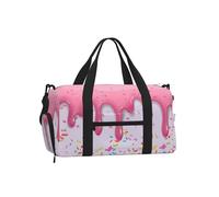 Mexpekil Pink Donut Sweet Food Gym Bag with Shoe Compartment Waterproof Duffel Bag Large Overnight Weekend Bags Travel Holdall for Women Men Teens
