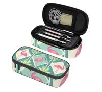 Mexpekil Pink Flamingo Geometric Pencil Case for Girls Boys with Compartments Large Pen Organizer Bag Zipper Multi-Use Pouch for School Supplies, Makeup Cosmetics, Kids, Adults