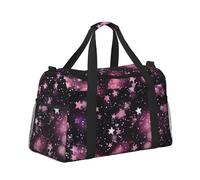 Mexpekil Pink Galaxy Star Duffel Bag Large Carry On Hand Luggage Bags Waterproof Weekender Bags Foldable Tote Bag for Travel Sports Gym Dance