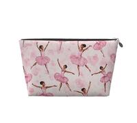 Mexpekil Pink Girl Dancing Ballet Makeup Bag Waterproof Cosmetics Storage Organiser Bags Small Makeup Case Pouch Portable Travel Accessories Gifts for Women Men Girls